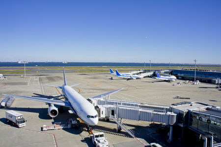 Airplane and Haneda Airportのeditorial素材