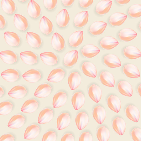 Pink petals isolated on pale background. For greeting card, wallpaper, flyers, posters or wedding invitation background party design. Vector illustration.のイラスト素材