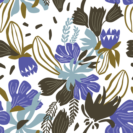Seamless vector floral pattern for textile, cards or any background.のイラスト素材