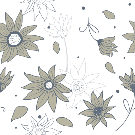 Seamless vector floral pattern for textile, cards or any background.のイラスト素材