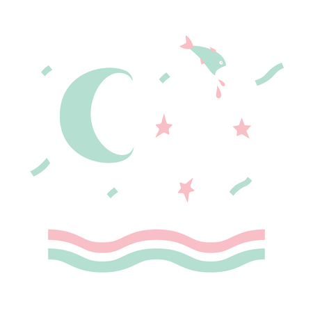 Flat style baby`s design in two colors. Summer time.Good for textile, cards, webのイラスト素材