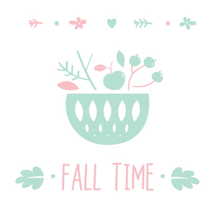 Flat style baby`s design in two colors. Fall time season. Good for baby`s products and textile.のイラスト素材