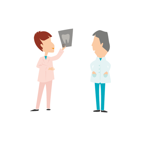 Dentists-Doctors on the working day. Flat styleのイラスト素材