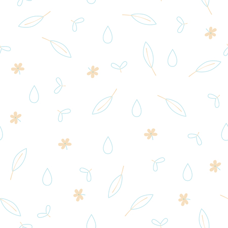 Seamless pattern of leaves and flowers. Flat style. Background, wallpaper. Eps 10のイラスト素材