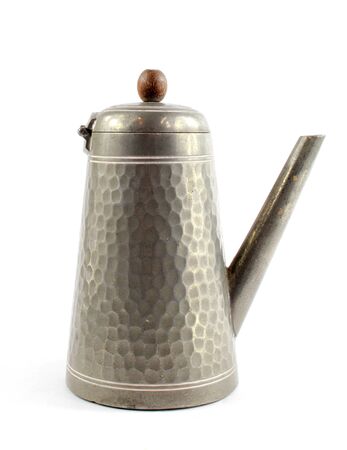 Vintage Antique Coffee or  Tea Pot Kettle on White Backgroundの写真素材