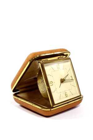 Antique Vintage Clock Pocket Watch on White Backgroundの写真素材