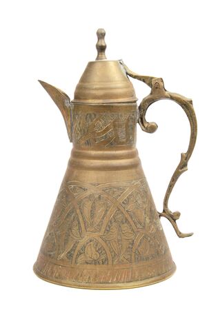 Vintage Antique Coffee or  Tea Pot Kettle on White Backgroundの写真素材