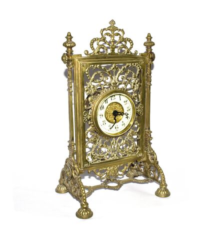 Antique Vintage Clock Pocket Watch on White Background