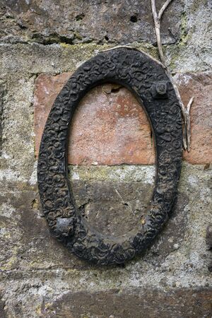 Written Wording in Distressed State Typography Found Number 0 Letter oの写真素材