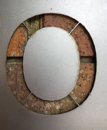 Written Wording in Distressed State Typography Found Number 0 Letter oの写真素材