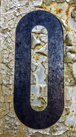 Written Wording in Distressed State Typography Found Number 0 Letter oの写真素材