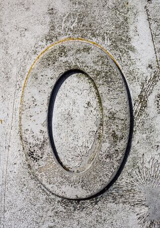 Written Wording in Distressed State Typography Found Number 0 Zeroの写真素材