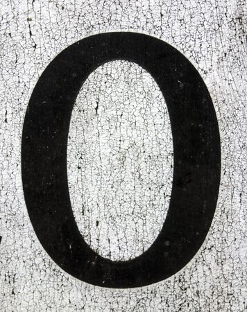 Written Wording in Distressed State Typography Found Number 0 Zeroの写真素材