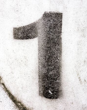 Written Wording in Distressed State Typography Found Number One 1の写真素材