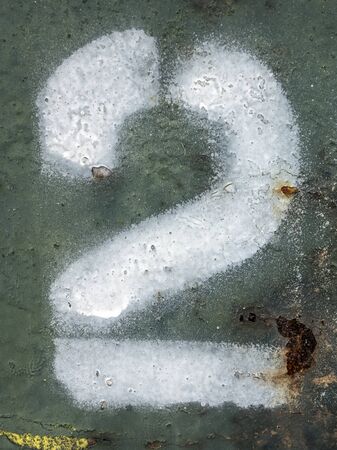 Written Wording in Distressed State Typography Found Number Two 2の写真素材