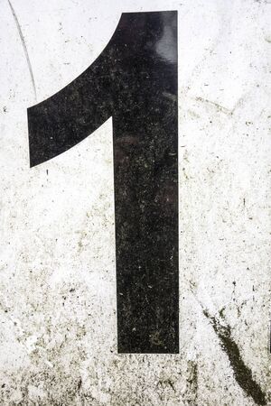 Written Wording in Distressed State Typography Found Number One 1の写真素材