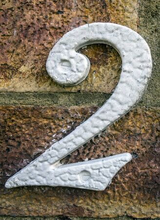 Written Wording in Distressed State Typography Found Number Two 2の写真素材