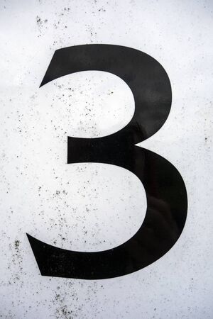 Written Wording in Distressed State Typography Found Number Three 3