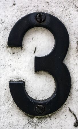 Written Wording in Distressed State Typography Found Number Three 3の写真素材