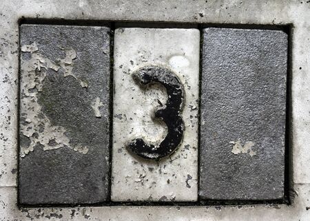 Written Wording in Distressed State Typography Found Number Three 3の写真素材