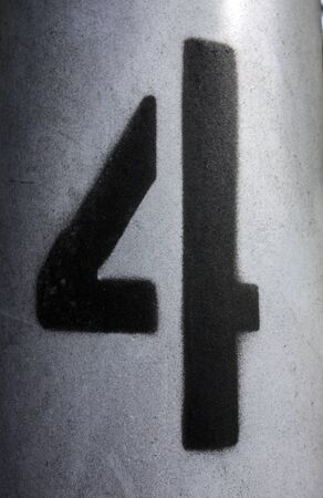 Written Wording in Distressed State Typography Found Number Four 4の写真素材