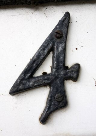 Written Wording in Distressed State Typography Found Number Four 4