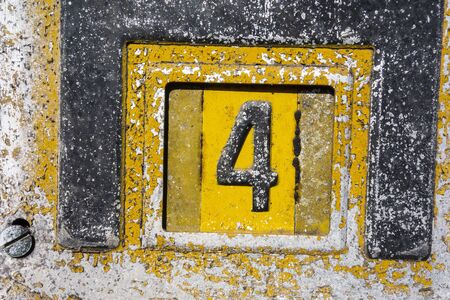 Written Wording in Distressed State Typography Found Number Four 4の写真素材
