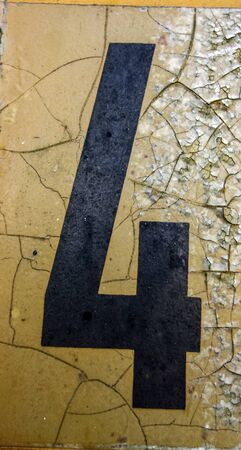 Written Wording in Distressed State Typography Found Number Four 4の写真素材