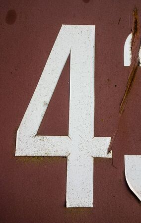 Written Wording in Distressed State Typography Found Number Four 4