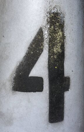 Written Wording in Distressed State Typography Found Number Four 4の写真素材