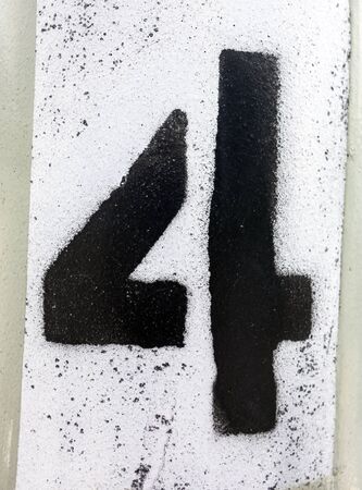 Written Wording in Distressed State Typography Found Number Four 4の写真素材