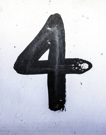 Written Wording in Distressed State Typography Found Number Four 4の写真素材