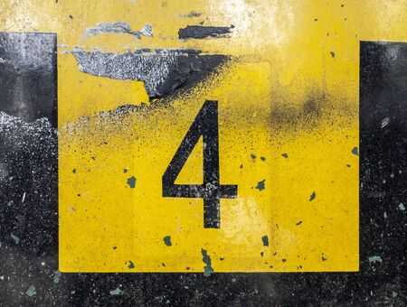 Written Wording in Distressed State Typography Found Number Four 4の写真素材
