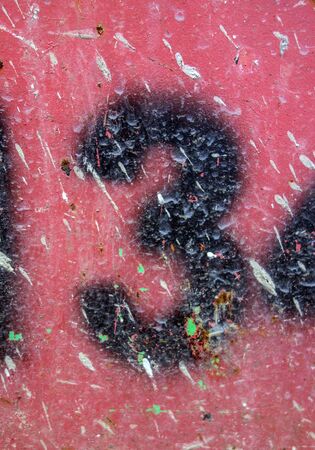 Written Wording in Distressed State Typography Found Number Three 3の写真素材