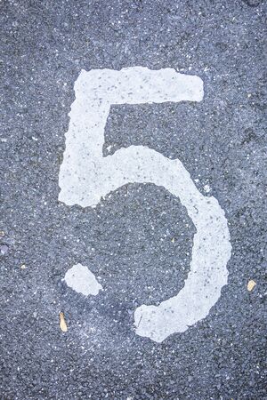 Written Wording in Distressed State Typography Found Number Five 5