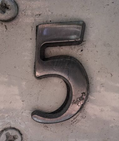 Written Wording in Distressed State Typography Found Number Five 5の写真素材