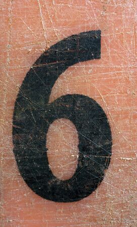 Written Wording in Distressed State Typography Found Number 6 Sixの写真素材