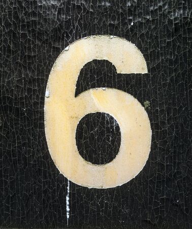Written Wording in Distressed State Typography Found Number 6 Sixの写真素材