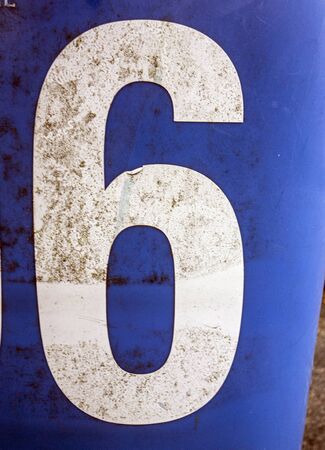 Written Wording in Distressed State Typography Found Number 6 Sixの写真素材