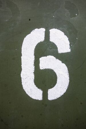 Written Wording in Distressed State Typography Found Number 6 Six