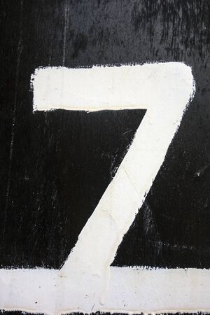 Written Wording in Distressed State Typography Found Number Seven 7の写真素材