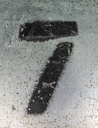 Written Wording in Distressed State Typography Found Number Seven 7の写真素材