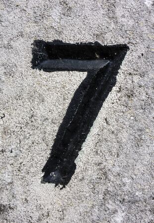 Written Wording in Distressed State Typography Found Number Seven 7の写真素材