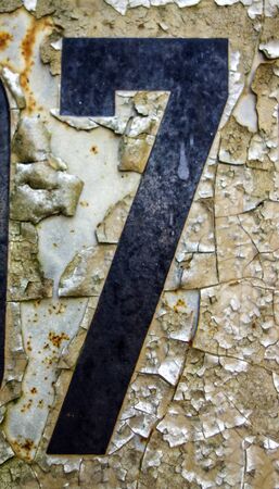 Written Wording in Distressed State Typography Found Number Seven 7の写真素材
