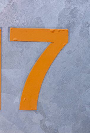 Written Wording in Distressed State Typography Found Number Seven 7の写真素材