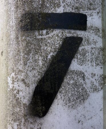 Written Wording in Distressed State Typography Found Number Seven 7の写真素材