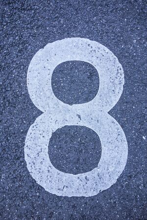 Written Wording in Distressed State Typography Found Number eight 8