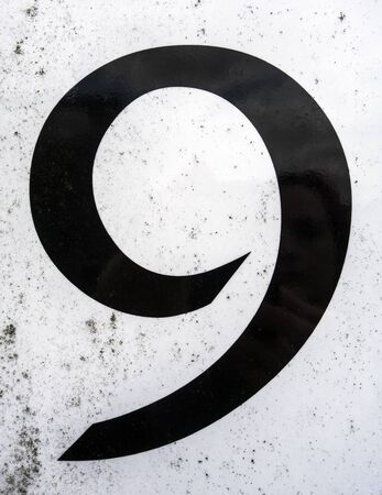 Written Wording in Distressed State Typography Found Number Nine 9