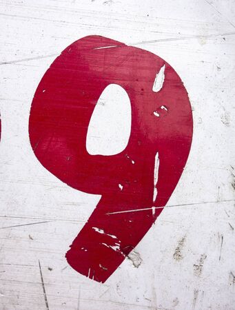Written Wording in Distressed State Typography Found Number Nine 9の写真素材