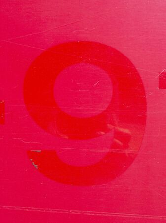 Written Wording in Distressed State Typography Found Number Nine 9